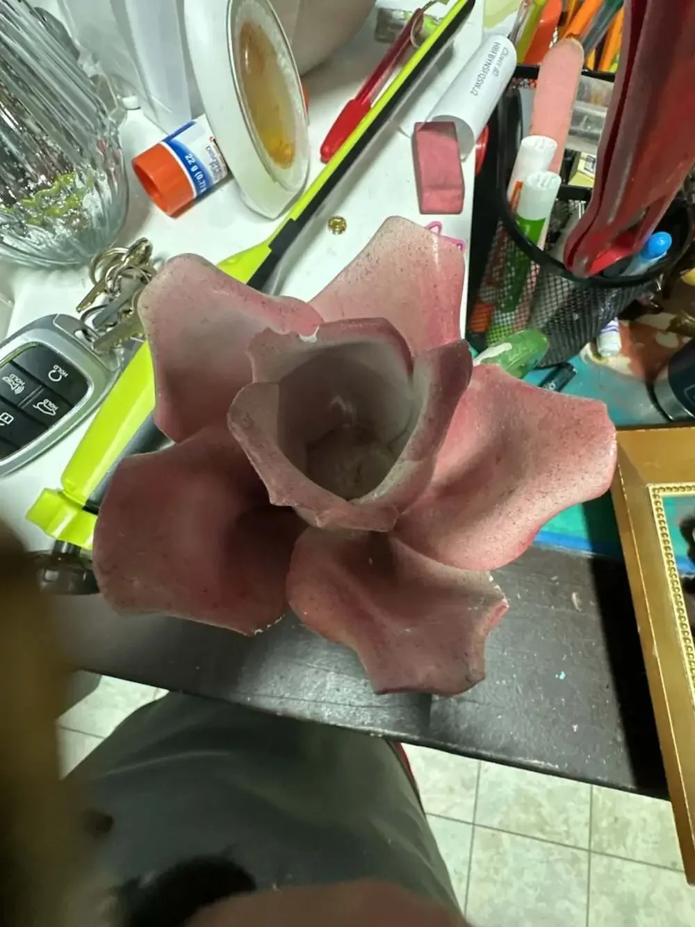 Capodimonte Pink Flower Candle Holder